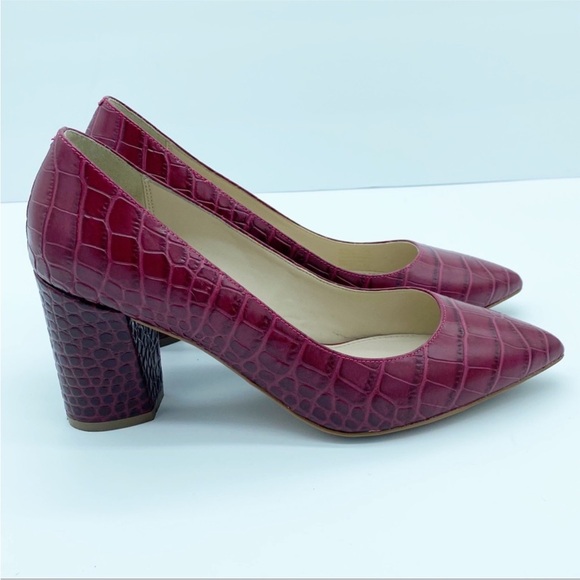 Cole Haan Karena Tawny Port Embossed Crocodile Print Pumps - Picture 6 of 8